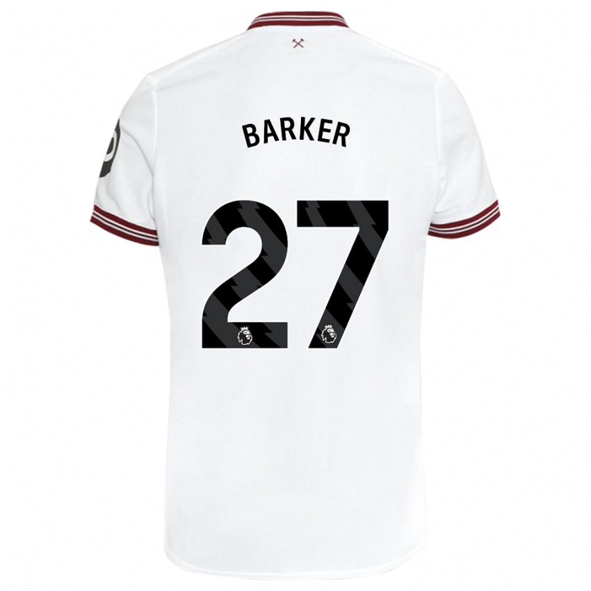 Børn Maisy Barker #27 Hvid Udebane Spillertrøjer 2023/24 Trøje T-Shirt