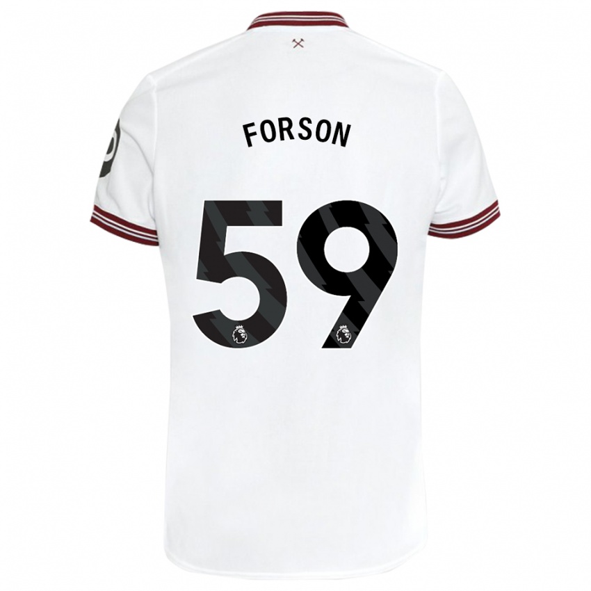 Børn Keenan Forson #59 Hvid Udebane Spillertrøjer 2023/24 Trøje T-Shirt