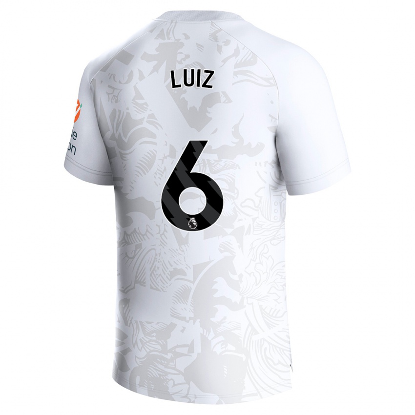 Børn Douglas Luiz #6 Hvid Udebane Spillertrøjer 2023/24 Trøje T-Shirt