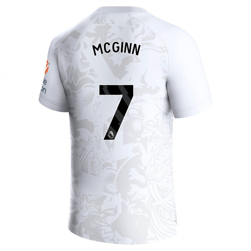 Børn John Mcginn #7 Hvid Udebane Spillertrøjer 2023/24 Trøje T-Shirt