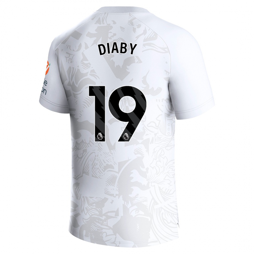 Børn Moussa Diaby #19 Hvid Udebane Spillertrøjer 2023/24 Trøje T-Shirt