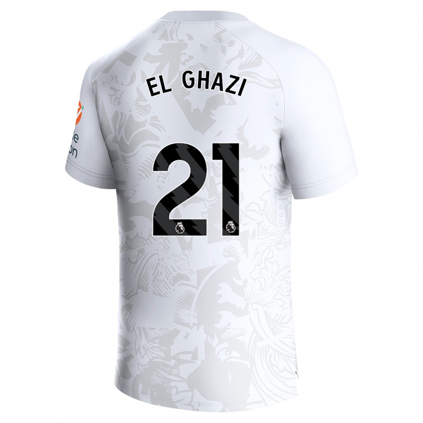 Børn Anwar El Ghazi #21 Hvid Udebane Spillertrøjer 2023/24 Trøje T-Shirt