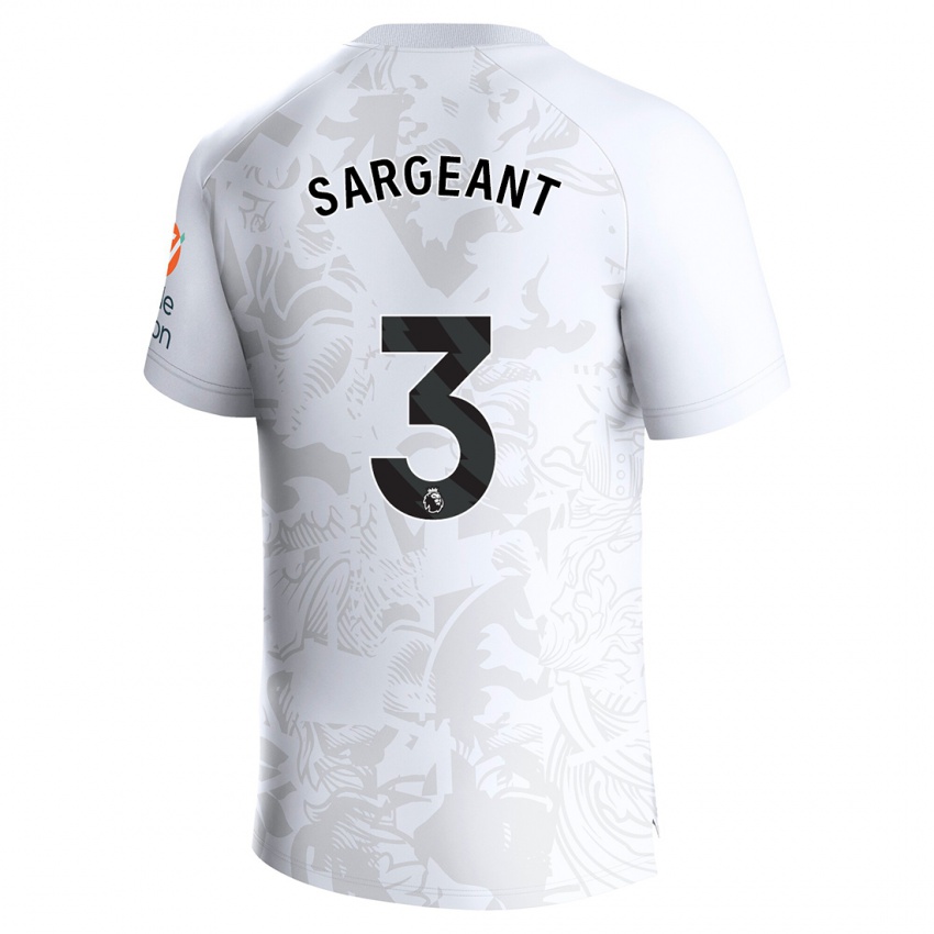Børn Meaghan Sargeant #3 Hvid Udebane Spillertrøjer 2023/24 Trøje T-Shirt