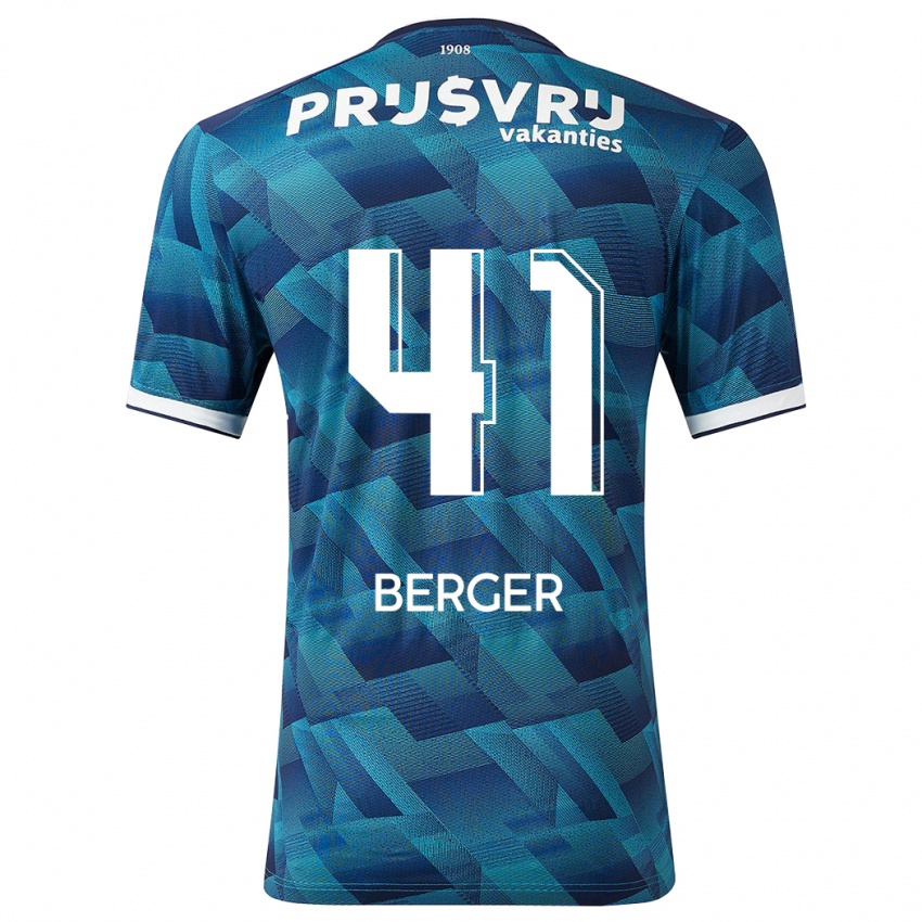 Børn Mannou Berger #41 Blå Udebane Spillertrøjer 2023/24 Trøje T-Shirt