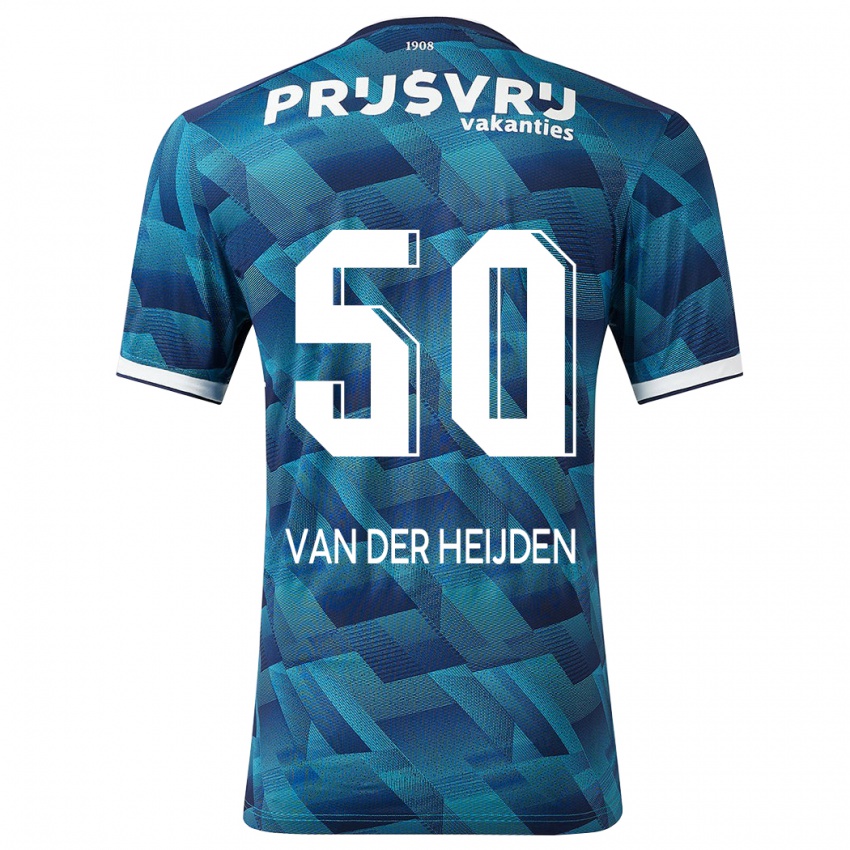 Børn Delano Van Der Heijden #50 Blå Udebane Spillertrøjer 2023/24 Trøje T-Shirt