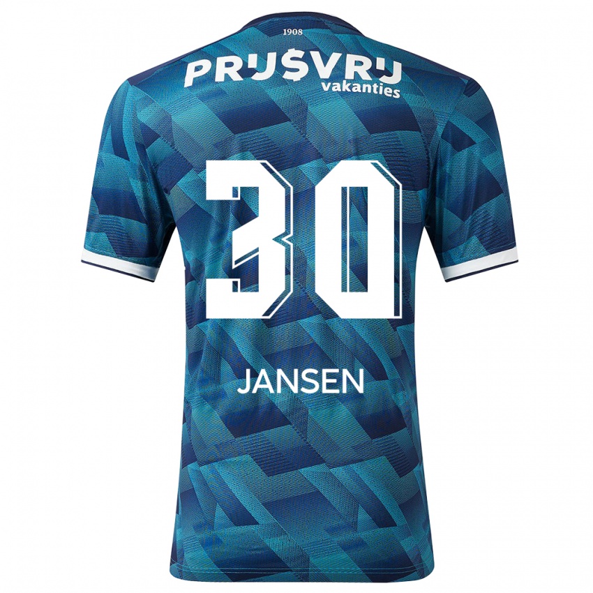 Børn Thijs Jansen #30 Blå Udebane Spillertrøjer 2023/24 Trøje T-Shirt