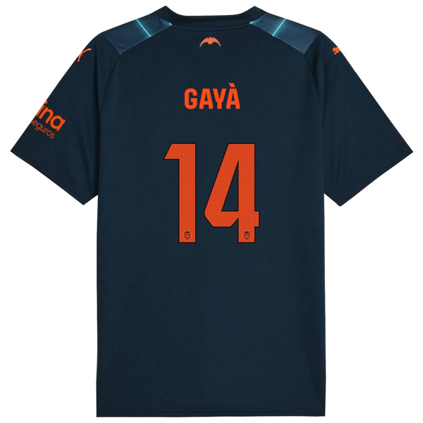 Børn Jose Gaya #14 Marineblå Udebane Spillertrøjer 2023/24 Trøje T-Shirt