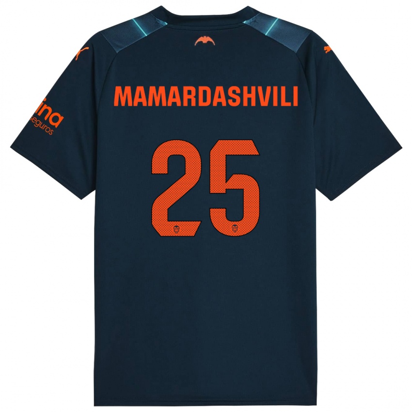 Børn Giorgi Mamardashvili #25 Marineblå Udebane Spillertrøjer 2023/24 Trøje T-Shirt