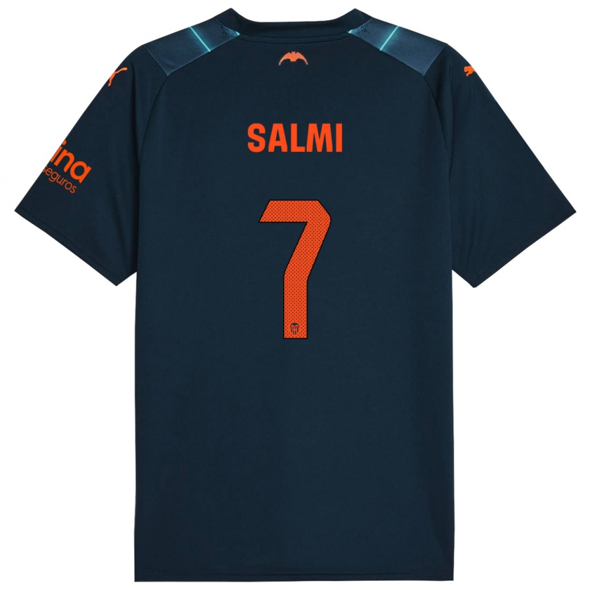 Børn Iina Salmi #7 Marineblå Udebane Spillertrøjer 2023/24 Trøje T-Shirt