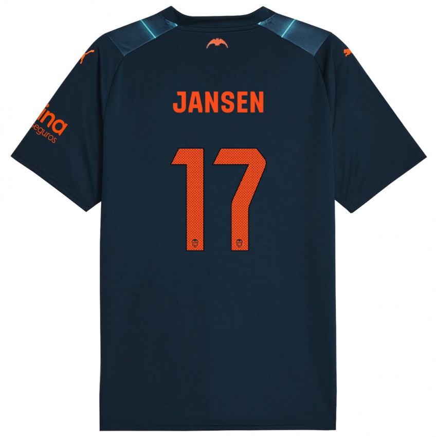 Børn Ellen Jansen #17 Marineblå Udebane Spillertrøjer 2023/24 Trøje T-Shirt