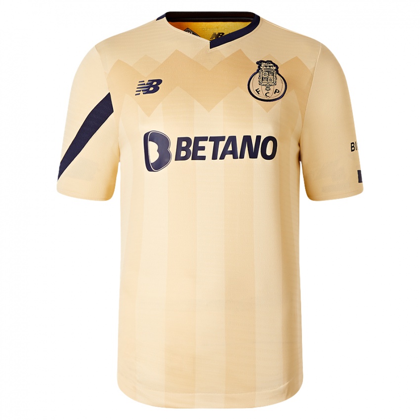 Børn Dinis #76 Beige-Guld Udebane Spillertrøjer 2023/24 Trøje T-Shirt