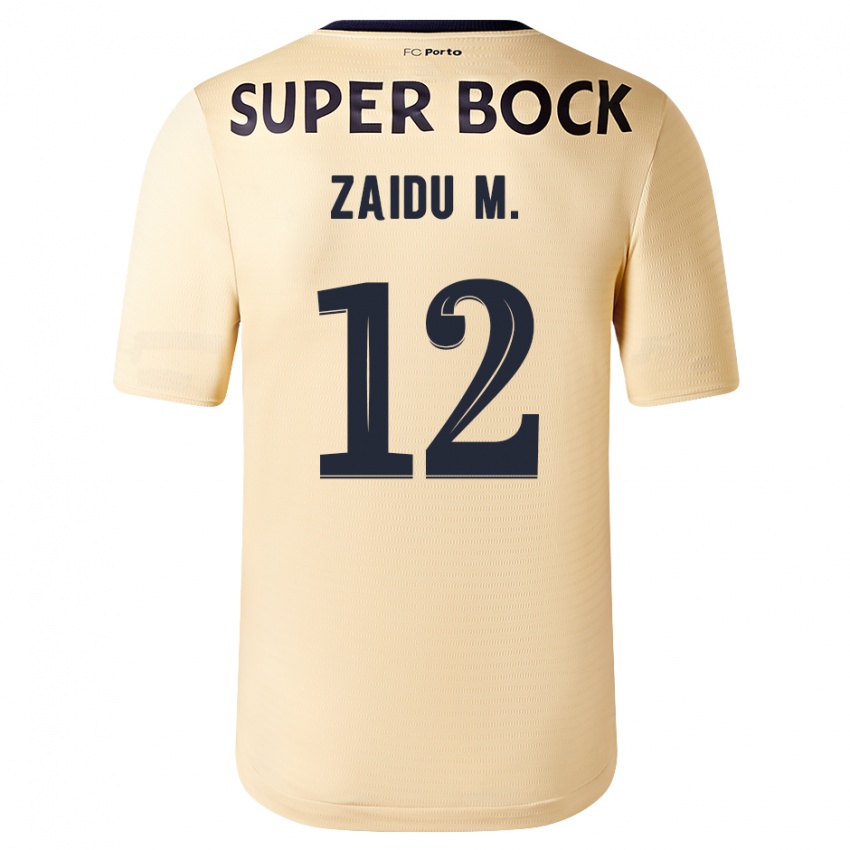 Børn Zaidu #12 Beige-Guld Udebane Spillertrøjer 2023/24 Trøje T-Shirt