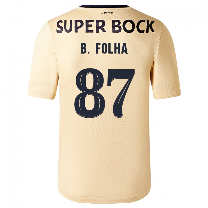 Børn Bernardo Folha #87 Beige-Guld Udebane Spillertrøjer 2023/24 Trøje T-Shirt