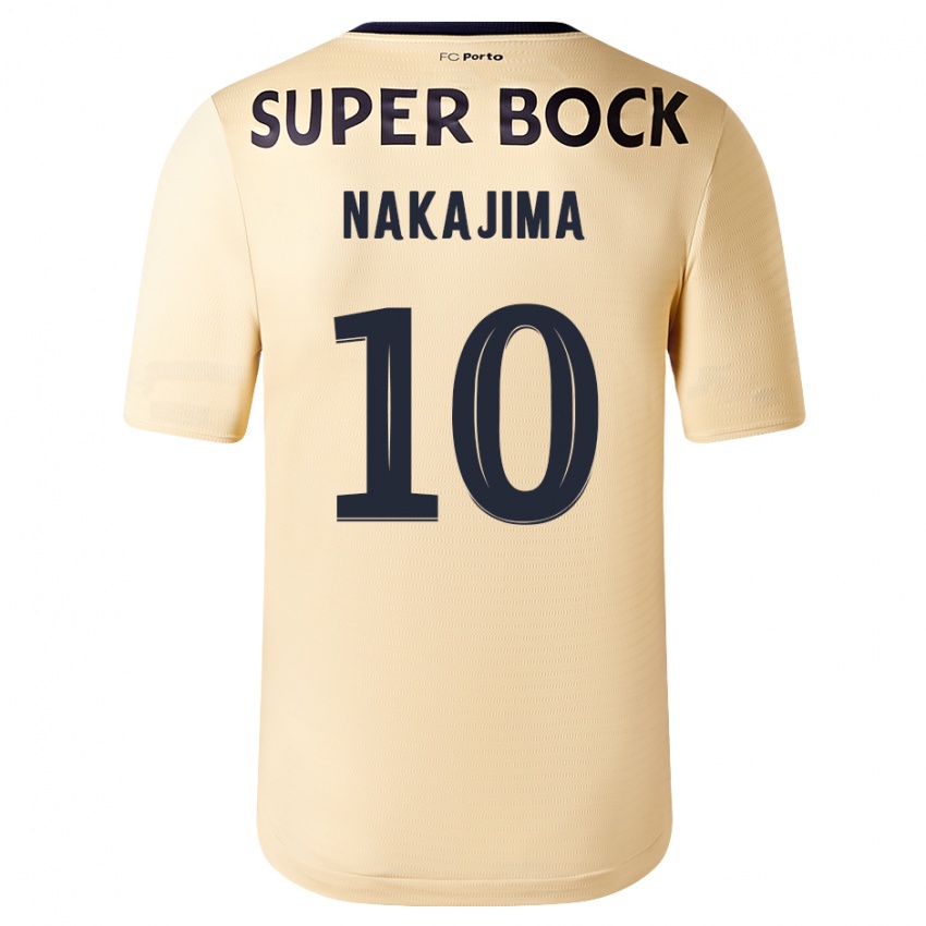 Børn Shoya Nakajima #10 Beige-Guld Udebane Spillertrøjer 2023/24 Trøje T-Shirt
