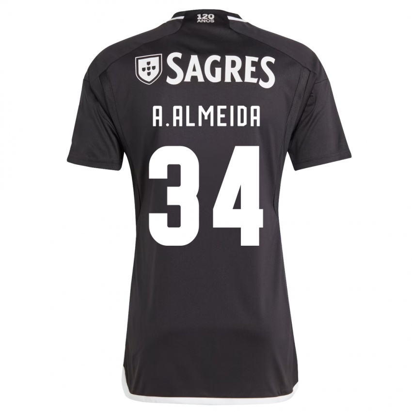 Børn Andre Almeida #34 Sort Udebane Spillertrøjer 2023/24 Trøje T-Shirt