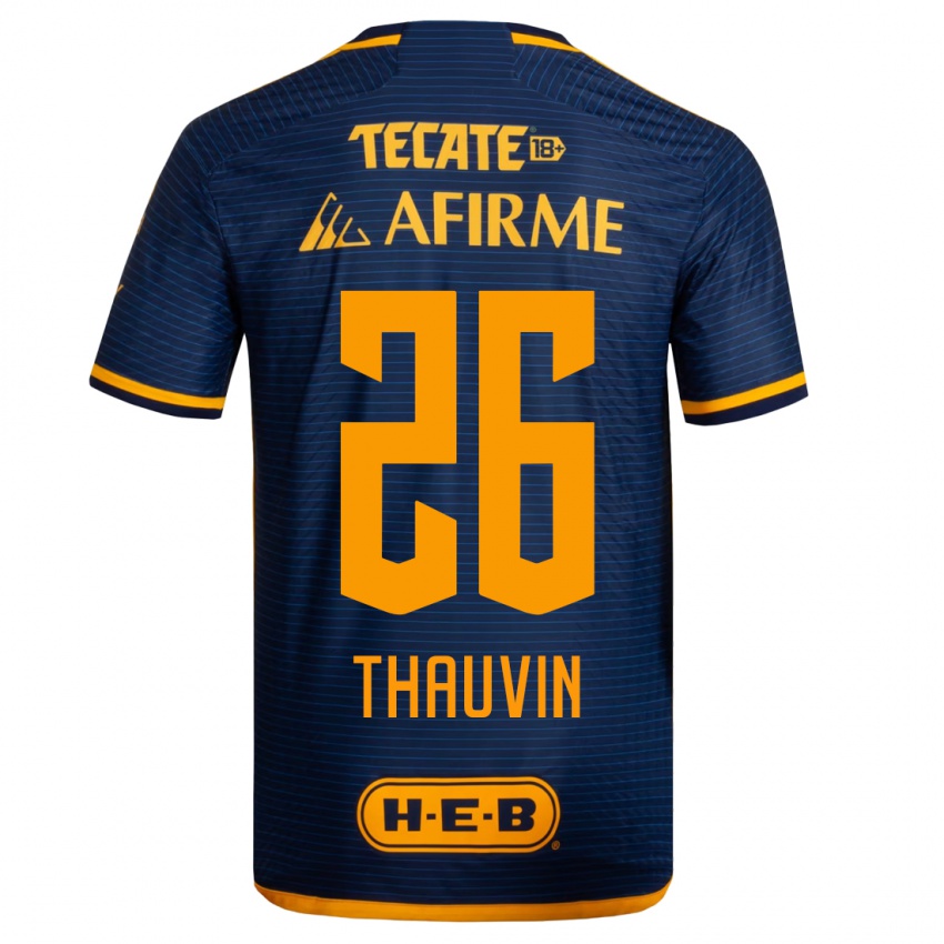Børn Florian Thauvin #26 Mørkeblå Udebane Spillertrøjer 2023/24 Trøje T-Shirt