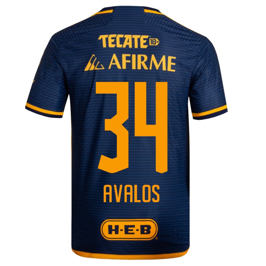 Børn Erick Avalos #34 Mørkeblå Udebane Spillertrøjer 2023/24 Trøje T-Shirt