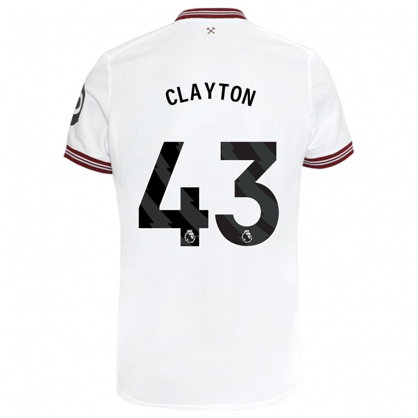 Mænd Regan Clayton #43 Hvid Udebane Spillertrøjer 2023/24 Trøje T-Shirt