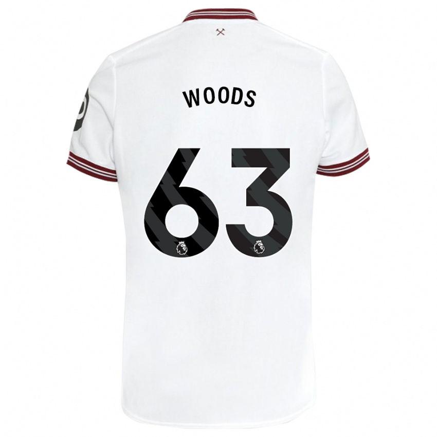 Mænd Archie Woods #63 Hvid Udebane Spillertrøjer 2023/24 Trøje T-Shirt