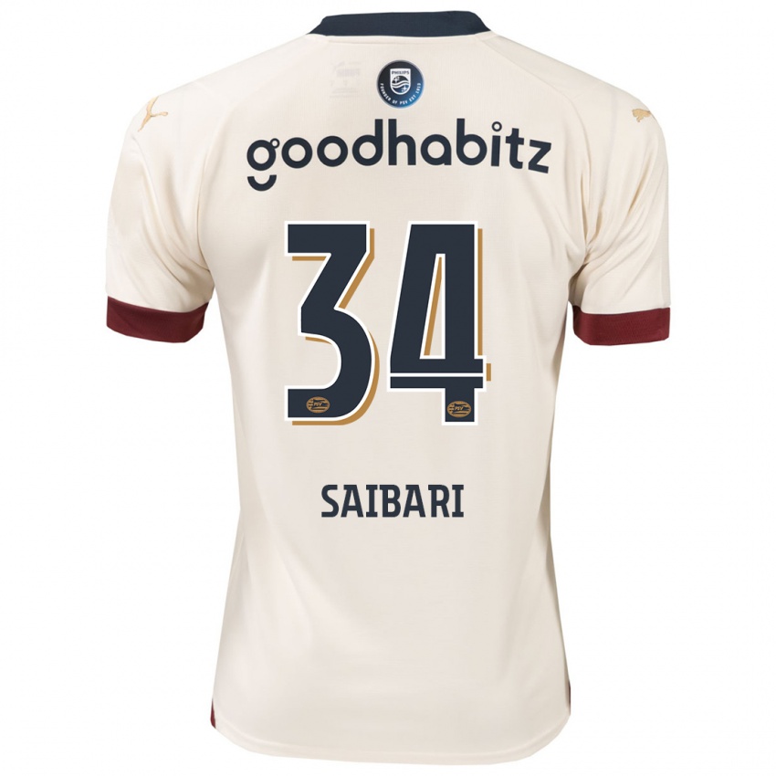 Mænd Ismael Saibari #34 Råhvid Udebane Spillertrøjer 2023/24 Trøje T-Shirt