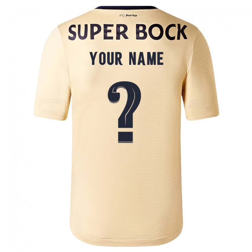 Mænd Dit Navn #0 Beige-Guld Udebane Spillertrøjer 2023/24 Trøje T-Shirt