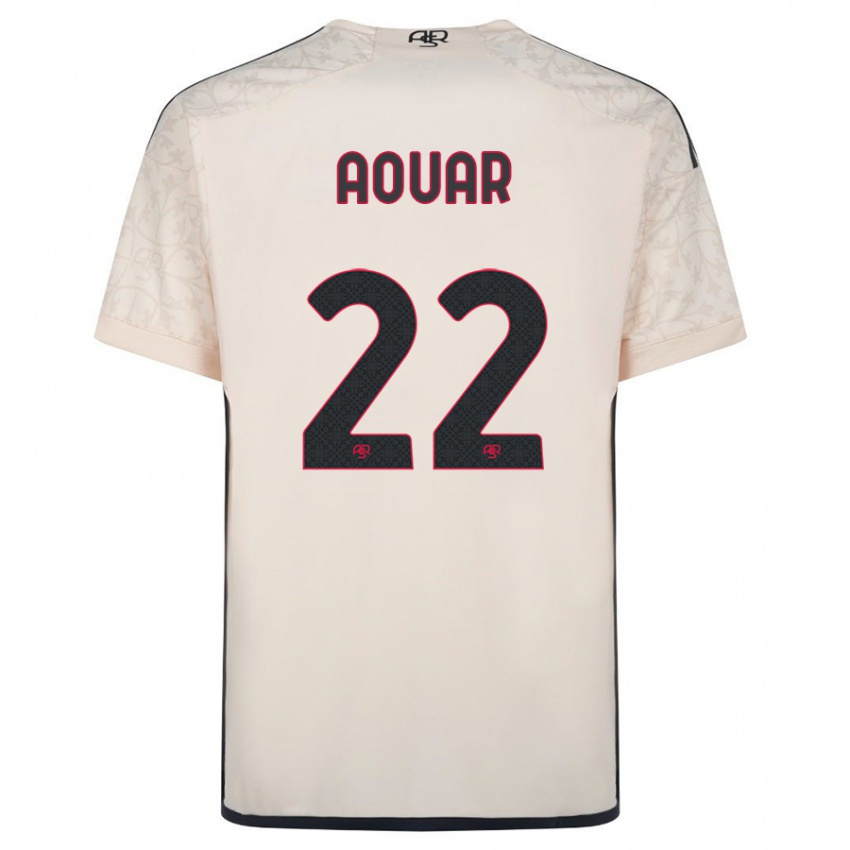 Mænd Houssem Aouar #22 Råhvid Udebane Spillertrøjer 2023/24 Trøje T-Shirt