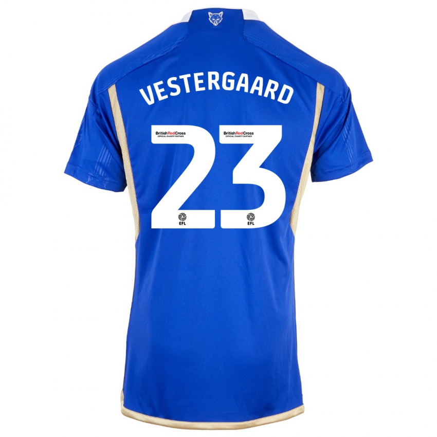 Kvinder Jannik Vestergaard #23 Kongeblå Hjemmebane Spillertrøjer 2023/24 Trøje T-Shirt