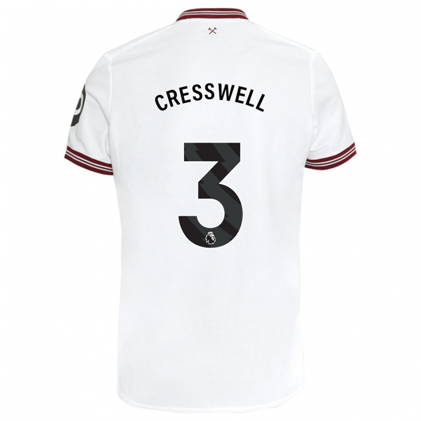 Kvinder Aaron Cresswell #3 Hvid Udebane Spillertrøjer 2023/24 Trøje T-Shirt