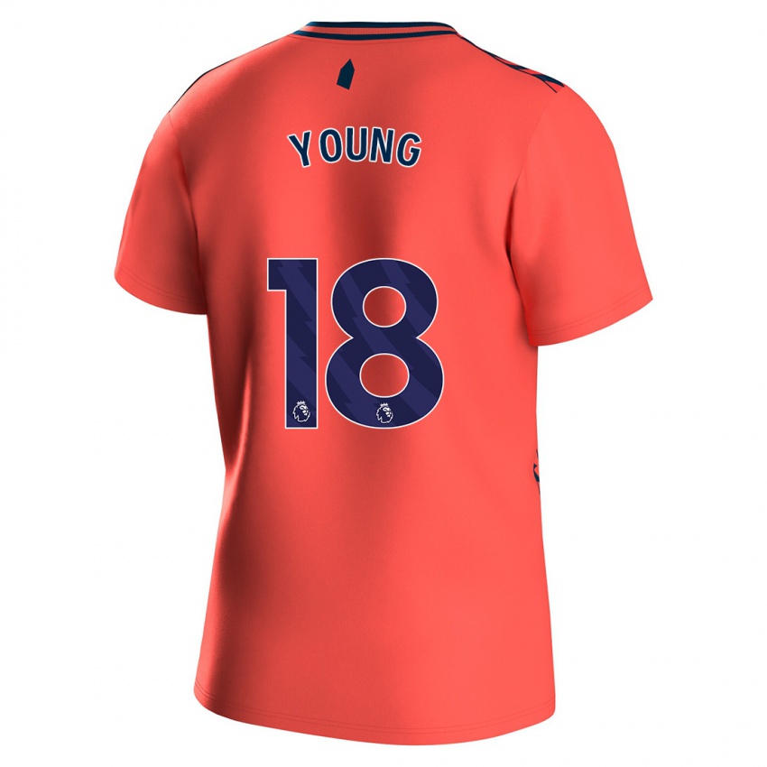 Kvinder Ashley Young #18 Koral Udebane Spillertrøjer 2023/24 Trøje T-Shirt