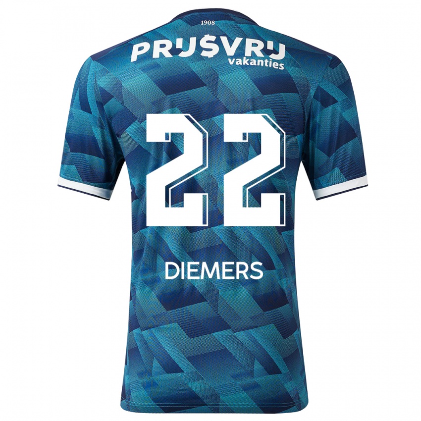 Kvinder Mark Diemers #22 Blå Udebane Spillertrøjer 2023/24 Trøje T-Shirt