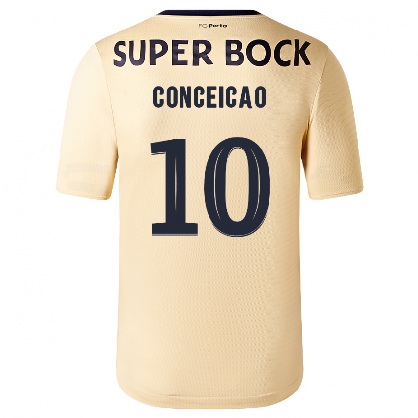 Kvinder Francisco Conceicao #10 Beige-Guld Udebane Spillertrøjer 2023/24 Trøje T-Shirt