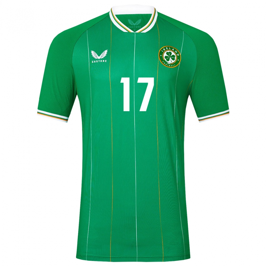 Børn Irland Tom Lonergan #17 Grøn Hjemmebane Spillertrøjer 24-26 Trøje T-Shirt