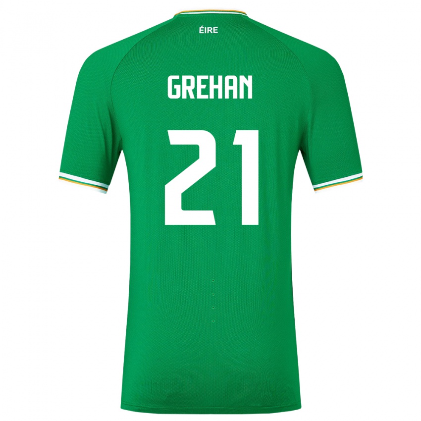 Børn Irland Sean Grehan #21 Grøn Hjemmebane Spillertrøjer 24-26 Trøje T-Shirt