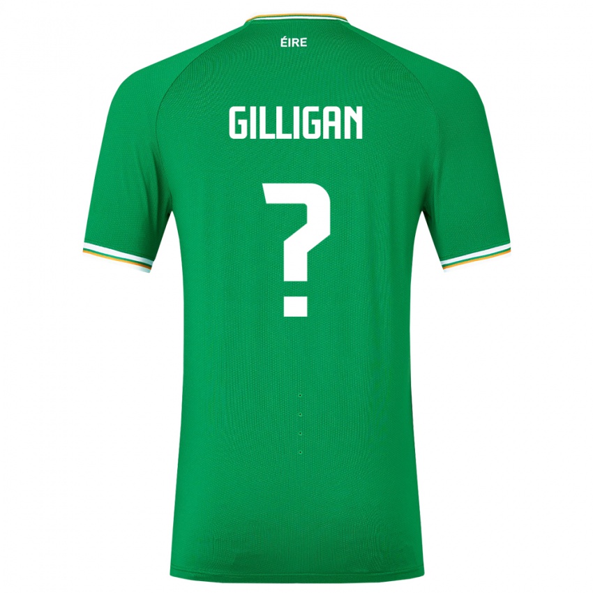 Børn Irland Ciaran Gilligan #0 Grøn Hjemmebane Spillertrøjer 24-26 Trøje T-Shirt