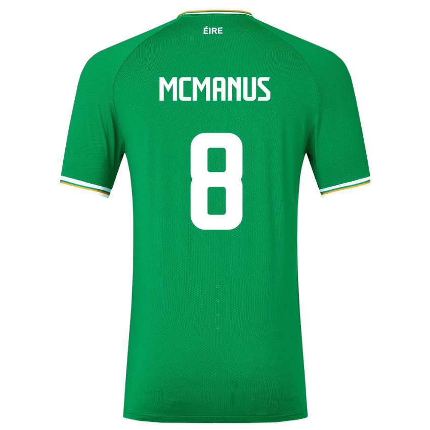 Børn Irland James Mcmanus #8 Grøn Hjemmebane Spillertrøjer 24-26 Trøje T-Shirt