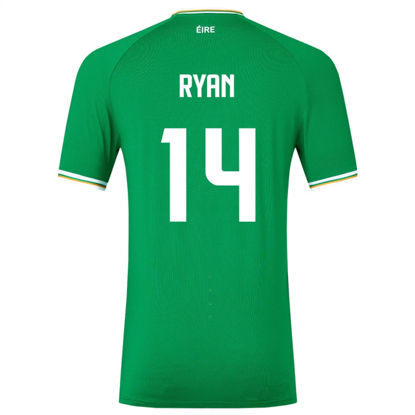 Børn Irland John Ryan #14 Grøn Hjemmebane Spillertrøjer 24-26 Trøje T-Shirt