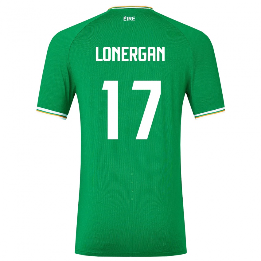 Børn Irland Tom Lonergan #17 Grøn Hjemmebane Spillertrøjer 24-26 Trøje T-Shirt