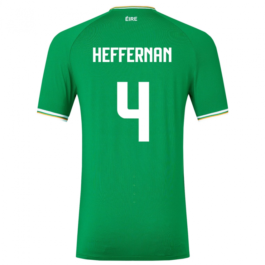 Børn Irland Cathal Heffernan #4 Grøn Hjemmebane Spillertrøjer 24-26 Trøje T-Shirt