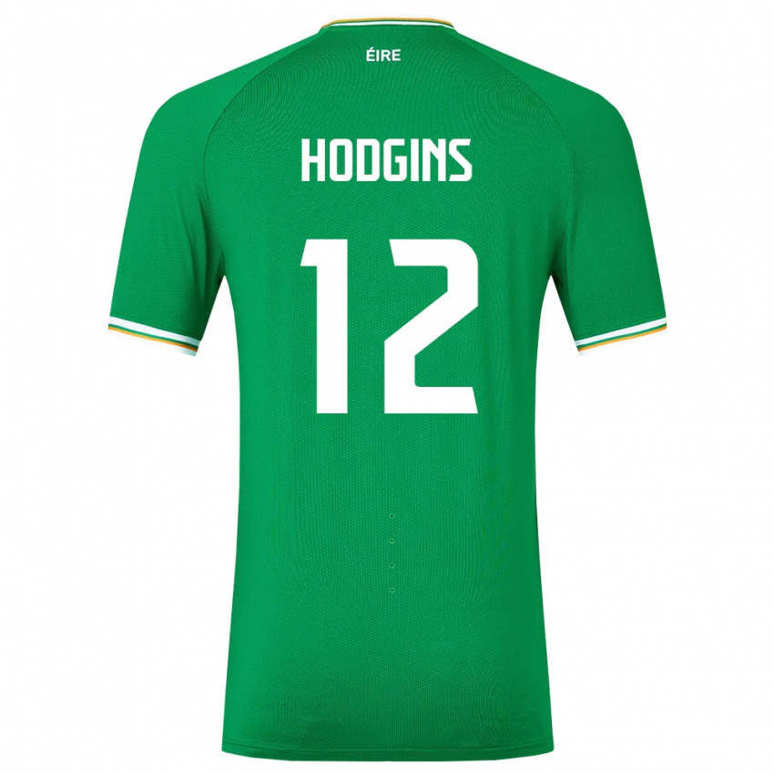 Børn Irland Gavin Hodgins #12 Grøn Hjemmebane Spillertrøjer 24-26 Trøje T-Shirt