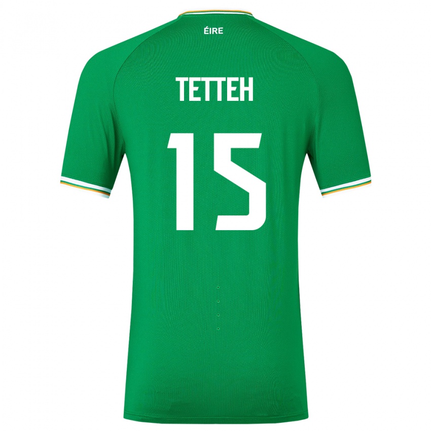 Børn Irland Gideon Tetteh #15 Grøn Hjemmebane Spillertrøjer 24-26 Trøje T-Shirt