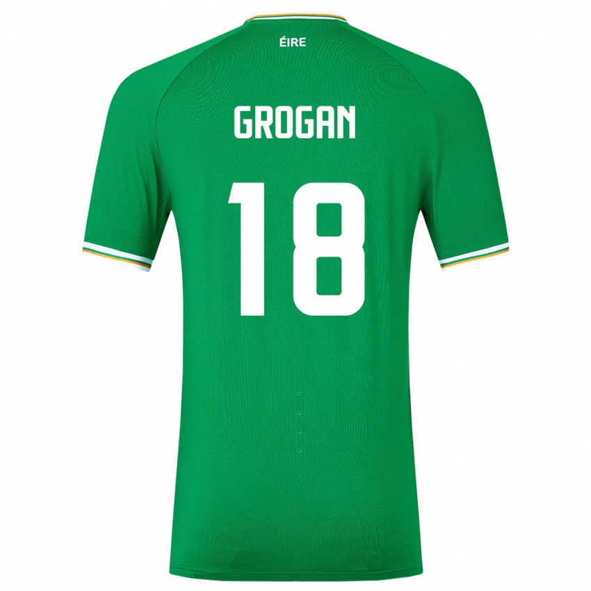 Børn Irland Christy Grogan #18 Grøn Hjemmebane Spillertrøjer 24-26 Trøje T-Shirt