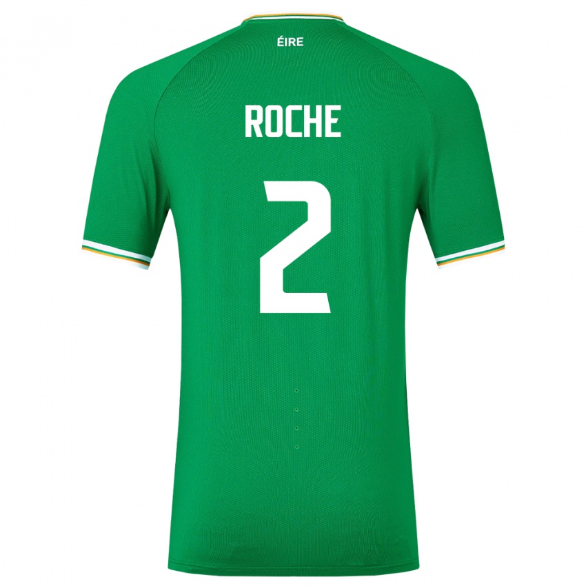 Børn Irland James Roche #2 Grøn Hjemmebane Spillertrøjer 24-26 Trøje T-Shirt