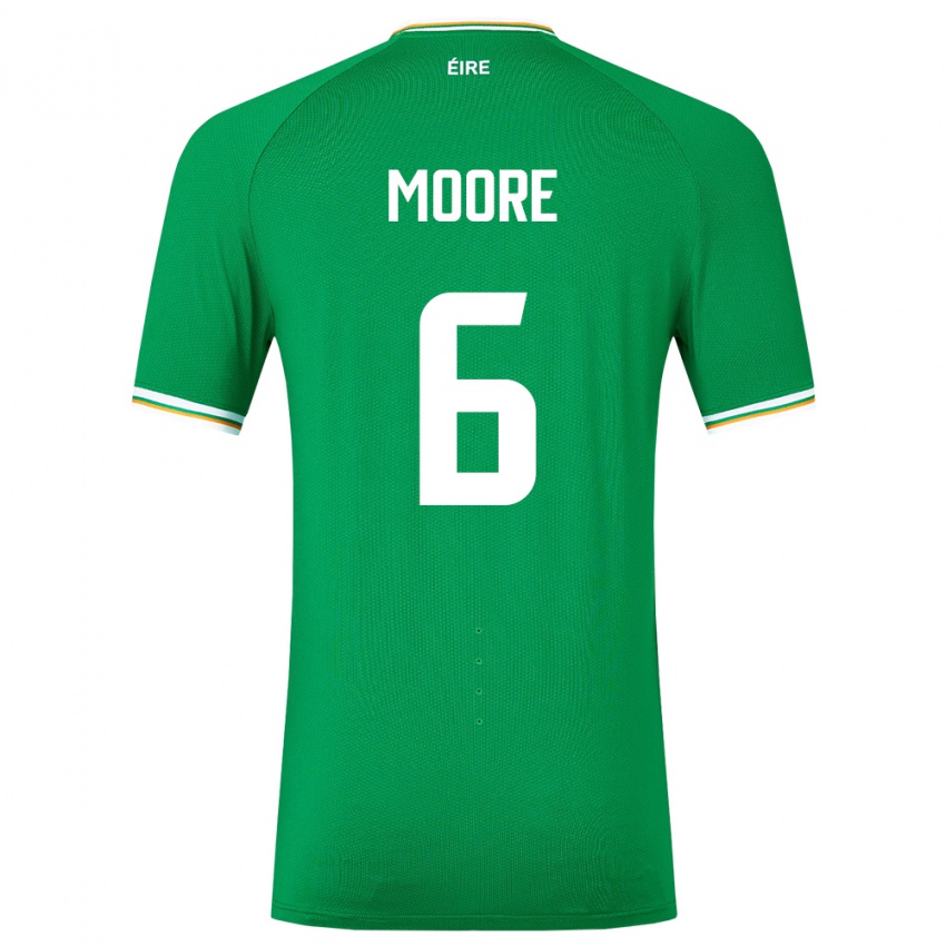 Børn Irland Matthew Moore #6 Grøn Hjemmebane Spillertrøjer 24-26 Trøje T-Shirt