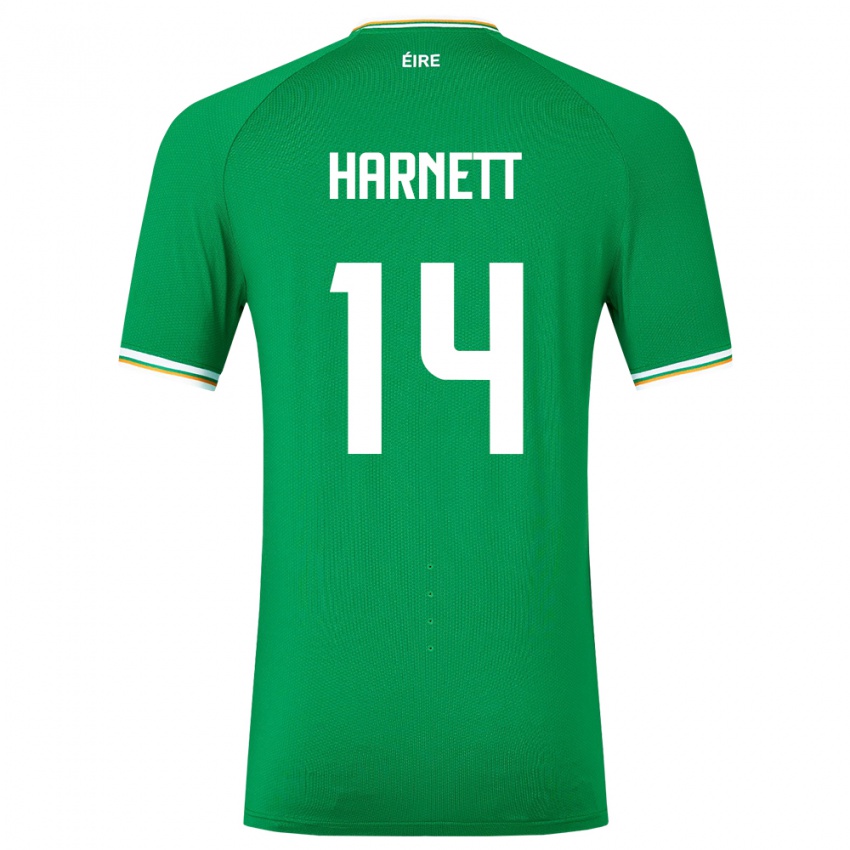 Børn Irland Kaylem Harnett #14 Grøn Hjemmebane Spillertrøjer 24-26 Trøje T-Shirt