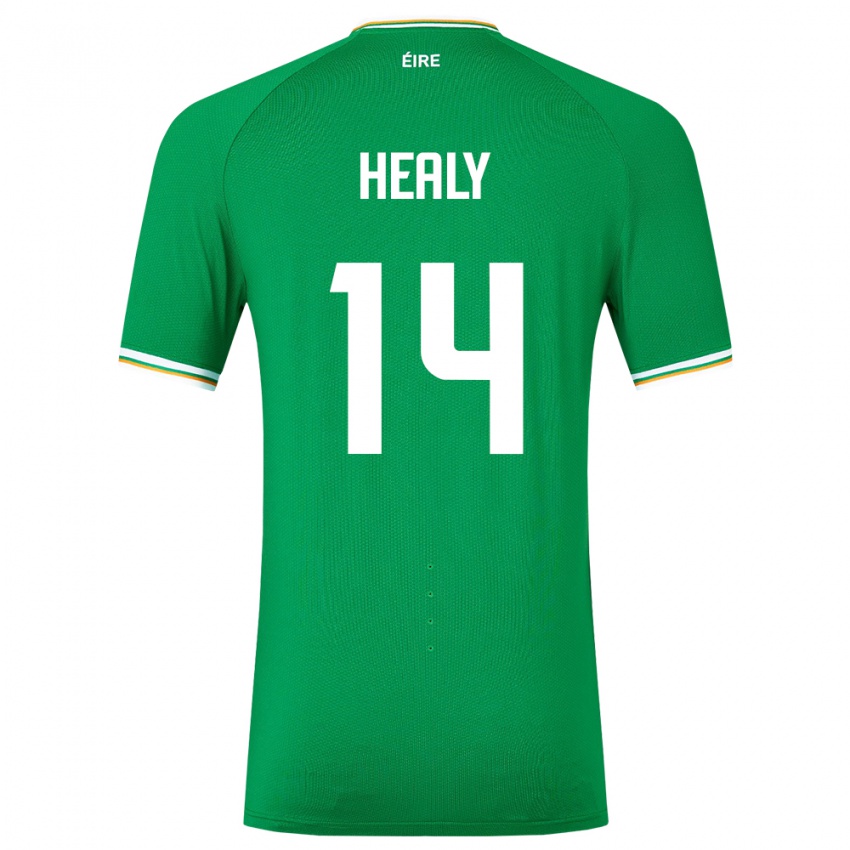 Børn Irland Freya Healy #14 Grøn Hjemmebane Spillertrøjer 24-26 Trøje T-Shirt