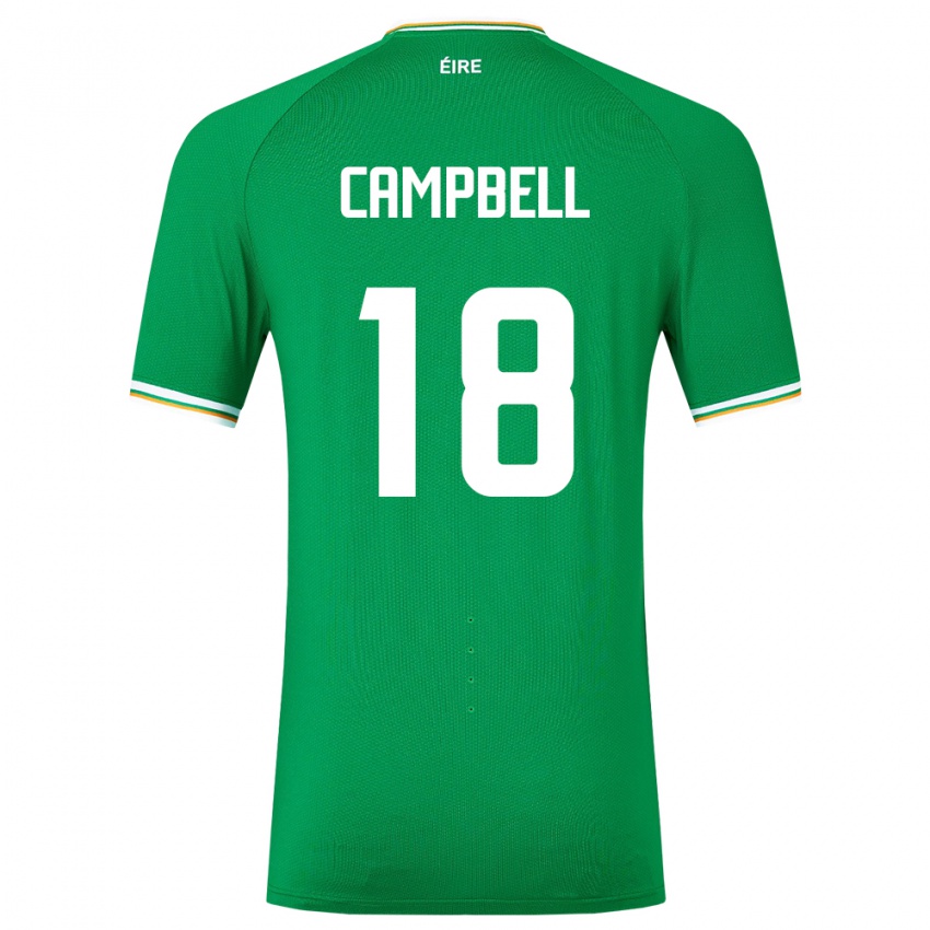 Børn Irland Megan Campbell #18 Grøn Hjemmebane Spillertrøjer 24-26 Trøje T-Shirt