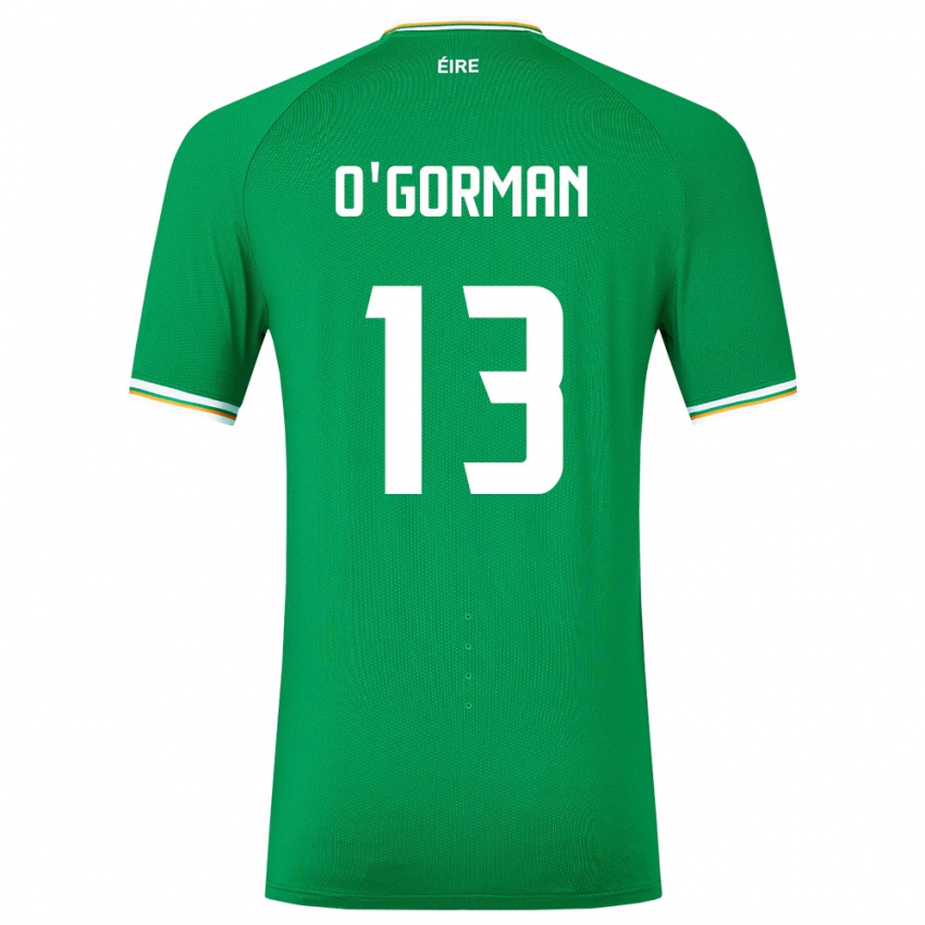 Børn Irland Áine O'gorman #13 Grøn Hjemmebane Spillertrøjer 24-26 Trøje T-Shirt