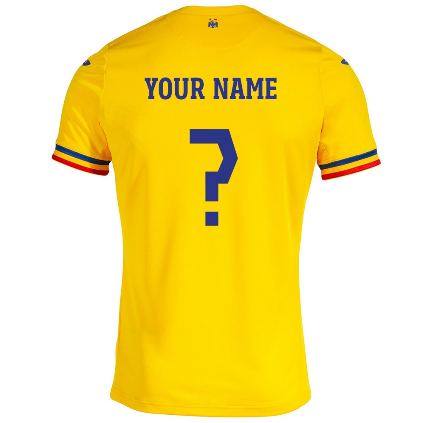 Børn Rumænien Dit Navn #0 Gul Hjemmebane Spillertrøjer 24-26 Trøje T-Shirt