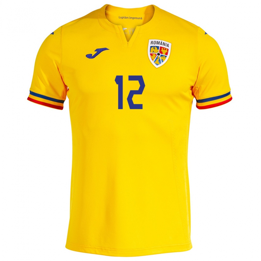 Børn Rumænien Horaţiu Moldovan #12 Gul Hjemmebane Spillertrøjer 24-26 Trøje T-Shirt