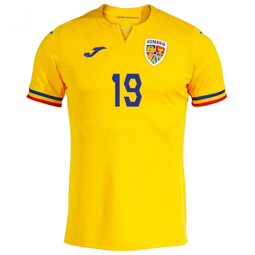 Børn Rumænien Olga Iordăchiuși #19 Gul Hjemmebane Spillertrøjer 24-26 Trøje T-Shirt